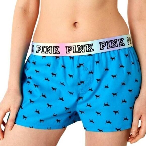 PINK Victoria's Secret Women's Blue Boxer Shorts #B - Picture 2 of 4